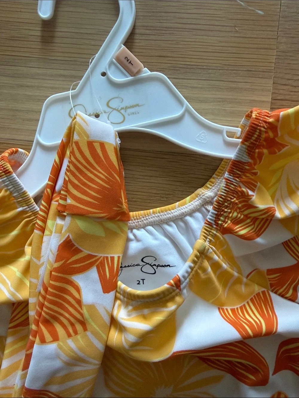 NWT Jessica Simpson Girls' Yellow & Orange Floral One-Piece Swimsuit 2T